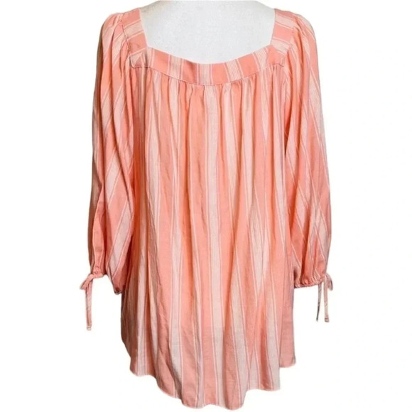 NWT’S. LC Lauren Conrad pink striped flowy top with 3/4 length sleeves. - Picture 4 of 9